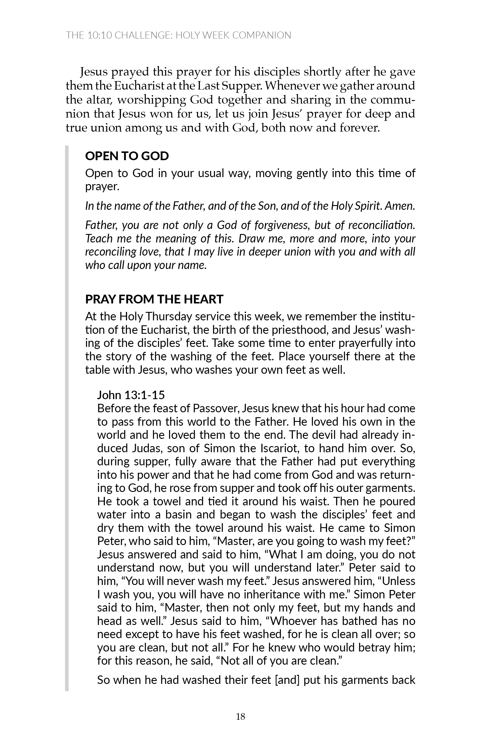 The 10:10 Challenge - Holy Week Companion – The Evangelical Catholic